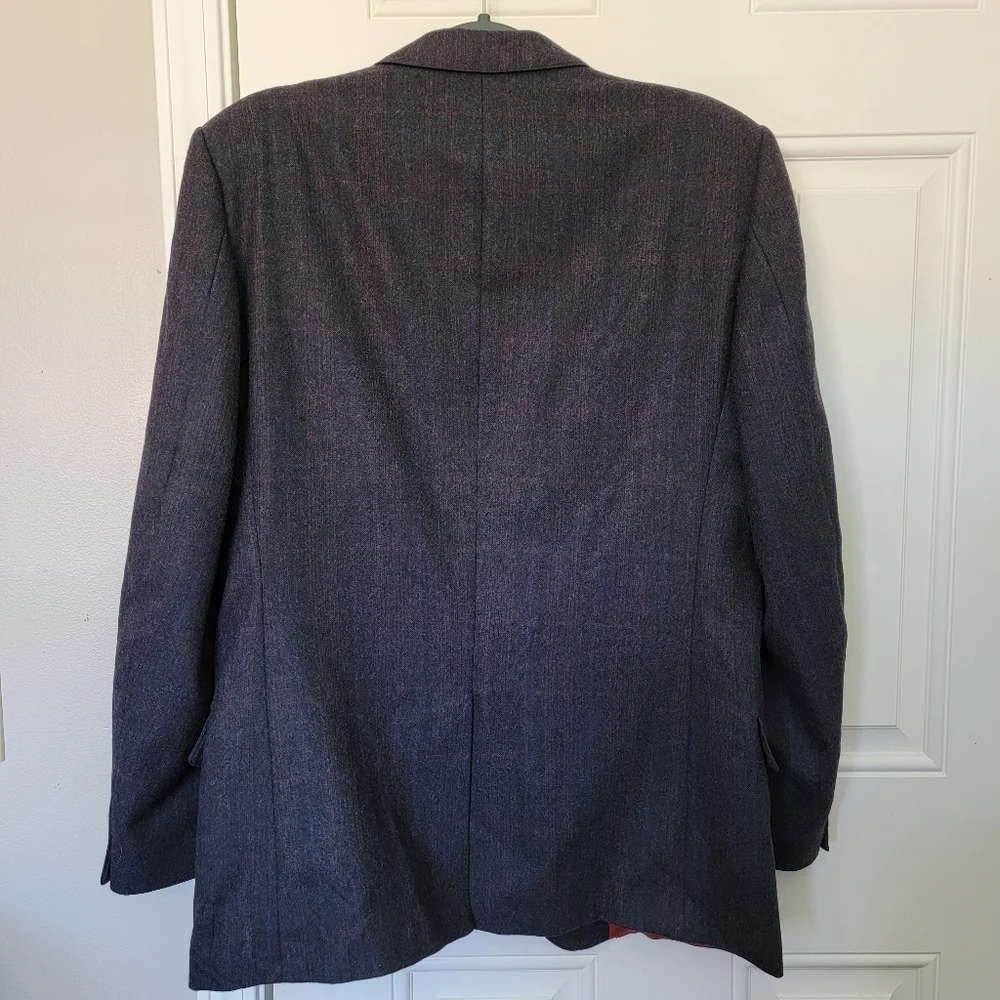 Westmount Club International 100% Wool 2 Button Blazer Jacket Gray Red Size 44R